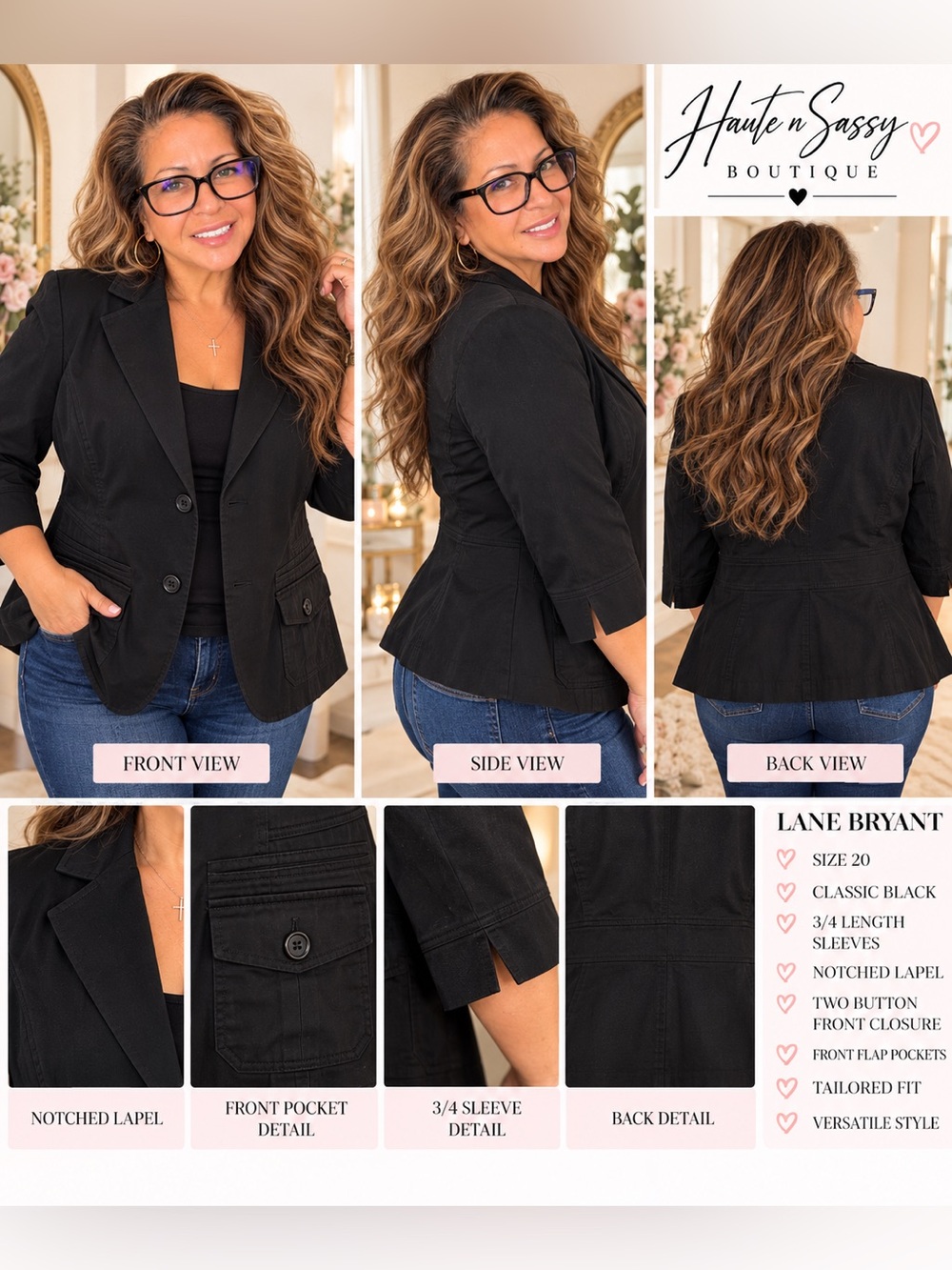 🖤 Lane Bryant Black Blazer Size 20
